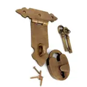 solid brass Large heavy 12.7cm Hasp Staple Latch Catch Old Style padlock & keys