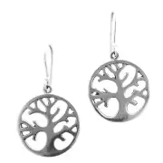 925 Sterling Silver Handmade Bali Work Tree Of Life Sterling Earrings, 13/16"