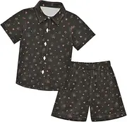 [Caihoyu] Toddler Baby Boy Short Sleeve Button Down Tops + Shorts Set Casual Toddler Boy Outfits Summer Clothing