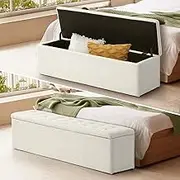 Oikiture Storage Ottoman 140 x 41 x 35 Tufted Foot Rest Stool Bench Home Bedroom Furniture