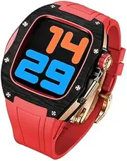 [EKSIL] Carbon Fiber Luxury Case for Apple Watch Band 45mm Series 7 6 Stainless Steel for Iwatch Series 5 4 SE 44MM Diy Modification Kit
