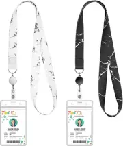 2 Pack Cute Lanyard ID Badge Holder Retractable Lanyards for ID Badges Waterproo