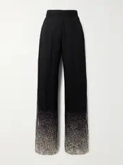 [Dima Ayad] Dima Ayad - Metallic Plissé-tulle Wide-leg Pants - Black - S S Black
