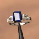 2.34Ct Emerald Cut Sapphire Lab-Created Engagement Ring 14k White Gold Plated