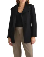 [David Lawrence] Luisa Felted Wool Coat in Black