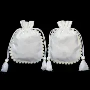 400 PCS Designer Cotton Drawstring White Small Favor Bags Coin Bag Jewelry Pouch