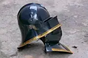 18 Guage Steel helmet Medieval Knight Black Gothic Sallet Helmet With Bevor
