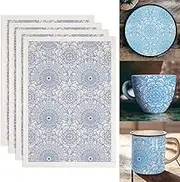 SUPERDANT 4PCS Vintage Mandala Underglaze Transfers for Pottery Mandala Pattern Transfer Stickers Ceramic Decals Ceramic Underglaze Transfers for Pottery Overglaze Enamel Decal Waterslide Decal