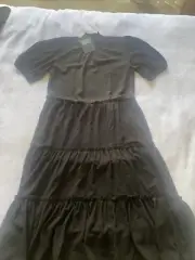 decjuba Ariana Short Sleeve Long Black Dress Size 8