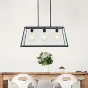 Eaton Pendant Retro Clear Glass 3 Light Satin Black