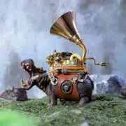 Metal Puzzle Mechanical Party Studio Hippopotamus Musician Assemble Model Toys