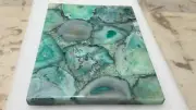 24"x15" Green Agate Stone Coffee Table Handmade Kitchen Slab & Side Countertops