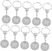 GANAZONO 10pcs Stainless Steel Shopping Cart Token Shopping Trolley Tokens Keychain Pendant For Anti-loss Round Design Unlocks Grocery Cart Key Ring For Supermarkets