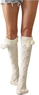 [Generic] Duds Women Shawl Collar Women Casual Autumn And Winter Solid Color Knitted Ball Pattern Stockings Color Stockings Women