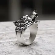 Handmade 925 Sterling Silver Wolf Ring | Men's Vintage Style Nordic Jewelry