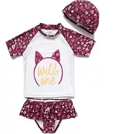 [BONVERANO] Girls Two Piece Short Sleeve Clothing (L/K) Sunsuit Set UV Protection 50+ Swimsuit