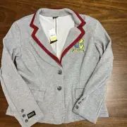 NWT Womens Target Exclusive Beetlejuice Astrid Graphic Blazer Gray Medium
