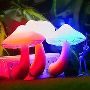 2 Pack LED Night Light Plug in Lamp Mushroom Night Light 7-Color Changing, Mini Dream Bed Cut Colourful Night Lights for Adults Kids