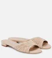 [Manolo Blahnik] Manolo Blahnik Piruaflat 10 suede sandals AU 4 beige