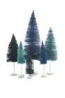 Cody Foster Ombre Hue Christmas Village Bottle Brush Trees Set of 6 Blue Colors