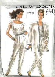 New Look Sewing Pattern 6643 Sz 8-18 Women's Sleeveless Top ,Jacket & Trousers