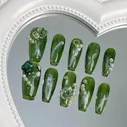 10-Pack Hand Pressed Nails French Design Fake Nails Wearable Full Coverage Fake Nail Tips
