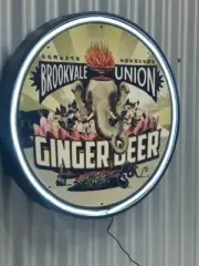 BROOKVALE UNION GINGER BEER SIGN NEON RARE 700 MM DIAMETER NEON SIGN