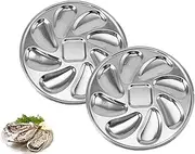 Bafnsiji 2 Pack Oyster Plate, Stainless Steel Oval Platter, Outset Oyster Tray, Oyster Serving Tray for Home Restaurant BBQ