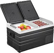 12 Volt 80 Quart Car Refrigerator Dual Door Chest Refrigerator for Truck Vehicle RV Boat Outdoor & Home Use