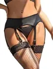 Leather Look Black Garter Belt suspenders with gstring set.. plus sizes