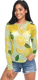 [RPLIFE] Lemons Yellow Green Mesh Shirt, Long Sleeve Party Tops S-XXL