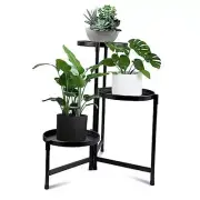 3 Tier Plant Stand Indoor Outdoor, Black Metal Outdoor Plant Stands for 3 tier