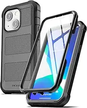 Encased FalconShield Designed for iPhone 13 Mini Case with Screen Protector, Protective Heavy Duty Full Body Built-in Screen Phone Case (Black)
