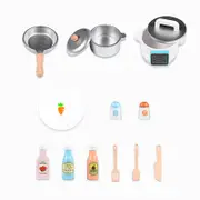 Catzon Kids Wooden Pink Color Kitchen Set Pretend Working Sink Includes Microwave Stove Pans Spice Bottles Knife Spatula-909