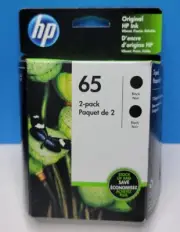 HP 65 Ink 2-Pack Sealed Genuine Black Ink Cartridge 1VU22AN Twin 07/2021