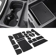 Bercicci Center Console Liner for Honda CRV 2023-2025 Hybrid (Include HEV) Accessories Cup Holder Mat, Door Slot Pad, Coaster Trim, Non-Slip Dust Interior 18PC Set (Black & Black Trim)