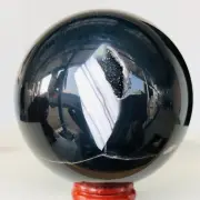 584g Natural Black Striped Agate Quartz Crystal Sphere Mineral Healing Q168