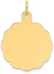 [Diamond2Deal] Women's 14k Yellow Gold Engravable Scalloped Disc Pendant