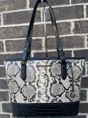 NWT $395 BRAHMIN Medium Asher Shoulder Tote Multi Dunbar snake neutral black