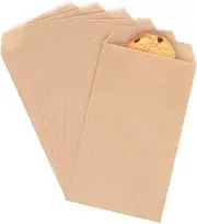 Quotidian Brown Flat Small Kraft Paper Bags 3" x 5" (8 x 13.3cm) Pack of 100 - Bakery Treat Candies Dessert Chocolate