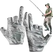 Fish Gloves,UV Protection Fingerless Gloves for Fishing | Anti-Slip Windproof Hand Protector Fingerless Fish Accessories for Paddling, Hunting & Driving