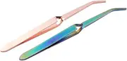 Nail Art Tweezers Set Stainless Steel Tip C Curve Pinchers Sculpture Clip Manicure Pointed Slant Tool for Nail Art 2pcs, Tweezers Set, Curved