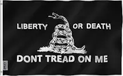 ANLEY Fly Breeze 3x5 Foot Liberty Or Death Gadsden Flag - Vivid Color and Fade Proof - Canvas Header and Double Stitched - Don't Tread On Me Flags Polyester with Brass Grommets 3 X 5 Ft