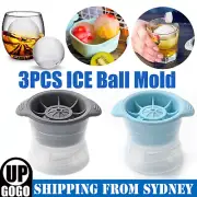 3PCS Large Ice Ball Maker Big Silicone Mold Sphere Whiskey Round Cube Mould DIY