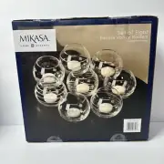 Mikasa Votive Candle Holders ENCORE CHEERS Etched Globe 8-Piece Set NEW IN BOX