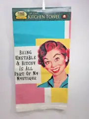 RETRO Cotton Kitchen Towel FIDDLERS ELBOW Being Unstable Made in USA 2005