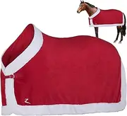 Horse Costumes for Horses to Wear, Soft Fleece Christmas Horse Blanket with White Faux Fur Edge, Warm Winter Horse Blankets for Horse Christmas Decor