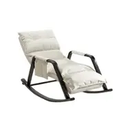 Rocking Chair, Indoor Recliner, Patio Comfy Reading with PU leather Cushion, Grand patio Rocking Chair for Balcony, Front Porch, Garden, Living Room, White