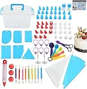 85PCS Cake Deco ing Kits with Icing Tips Pastry Bags Flower Nails Cream Spatula Baking Frosting Tools Set for Birthday Cake Party D ERT Restaurant Kitchen Gadgets Multicolor One Size