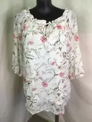 AUTOGRAPH CREAM "FLORAL GARDEN" CHIFFON TIE TOP & CAMI SZ 22 NEW STOCK